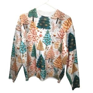 Vintage Christmas Tree Sweater | Festive Holiday Knit Pullover | Cozy Winter Gra